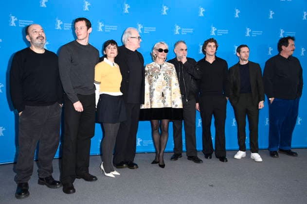 Yorgos Stefanakos, Callum Turner, Elena Anaya, Tracy Letts, Pamela Anderson, Karim Ainouz, Lukas Gage, Jamie Bell and Efthmis Fillipou at the photocall for the feature film Rosebush Pruning at the Berlinale 2026 76 Berlin International Film Festival at the Hotel Grand Hyatt Berlin, 14 02 2026 Foto:xN.xKubelkax xFuturexImagex pruning_6271