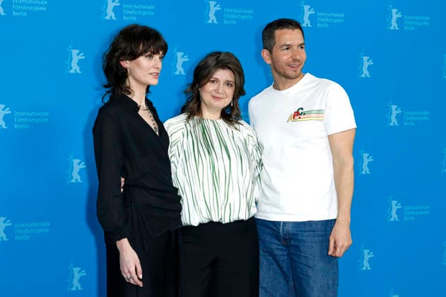 Violet Braeckman, Teodora Ana Mihai and Mattee Simoni at the photocall for the feature film Heysel 85 at the Berlinale 2026 76 Berlin International Film Festival at the Hotel Grand Hyatt Berlin, 14 02 2026 Foto:xC.xTamckex xFuturexImagex heysel_6212