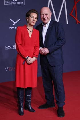 14 02 2026, Sarah Duve Schmid and Kai Wegner at the Medienboard Party 2026, Holzmarkt Berlin, Berlin Berlin