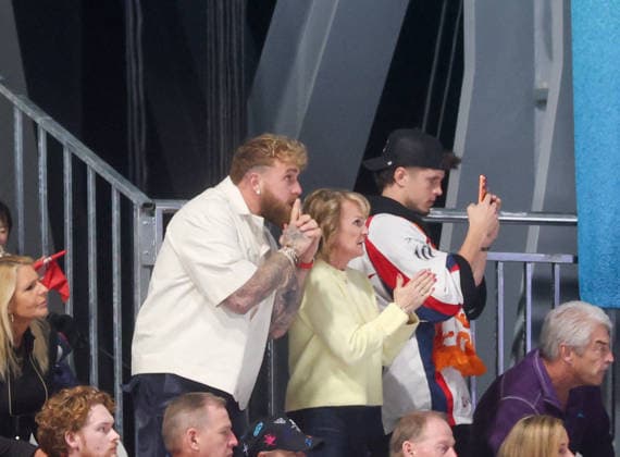 Winter Olympics - Jake Paul Cheers For His Girlfriend YouTuber-turned-boxer Jake Paul was in the stands for speedskating at the Milan Cortina Winter Olympics to watch his fiancee, Jutta Leerdam, on February 15, 2026 in Milan, Italy. Photo by Alexis Jumeau ABACAPRESS.COM Milan Italy  Copyright: xJumeauxAlexis ABACAx