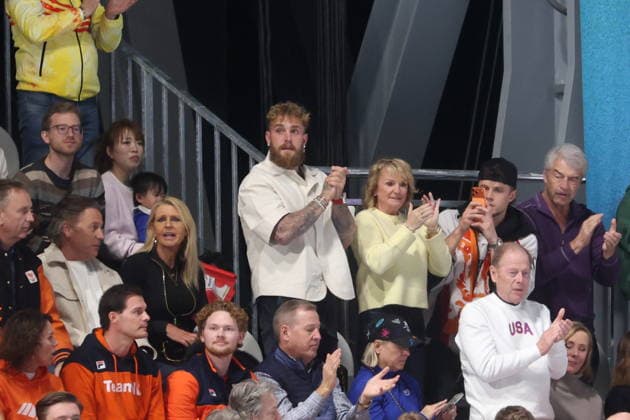 Winter Olympics - Jake Paul Cheers For His Girlfriend YouTuber-turned-boxer Jake Paul was in the stands for speedskating at the Milan Cortina Winter Olympics to watch his fiancee, Jutta Leerdam, on February 15, 2026 in Milan, Italy. Photo by Alexis Jumeau ABACAPRESS.COM Milan Italy  Copyright: xJumeauxAlexis ABACAx