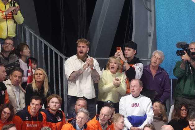 Winter Olympics - Jake Paul Cheers For His Girlfriend YouTuber-turned-boxer Jake Paul was in the stands for speedskating at the Milan Cortina Winter Olympics to watch his fiancee, Jutta Leerdam, on February 15, 2026 in Milan, Italy. Photo by Alexis Jumeau ABACAPRESS.COM Milan Italy  Copyright: xJumeauxAlexis ABACAx