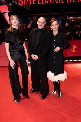 Caro Braun, Markus Schleinzer and Sandra Hueller at the Rose Film Premiere at the 76th Berlinale International Film Festival on 15 02 2026 in Berlin Rose Film Premiere with Sandra Hueller at the 76th Berlinale in Berlin