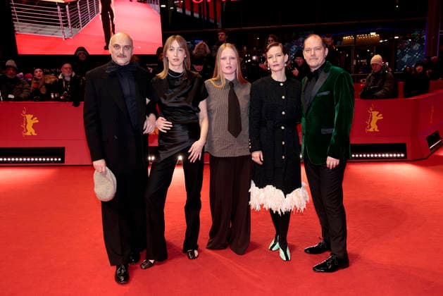 Markus Schleinzer, Caro Braun, Marisa Growaldt, Sandra Hueller and Godehard Giese at the Rose Film Premiere as part of the 76 Berlinale International Film Festival on 15 02 2026 in Berlin Rose Film Premiere with Sandra Hueller at the 76 Berlinale in Berlin