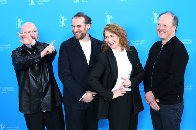 February 15, 2026, Berlin, Germany: (From L) Belgian screenwriter Angelo Tijssens, French actor Arieh Worthalter, Belgian director Anke Blonde and Belgian actor Jan Hammenecker pose for a photo call for the film Dust during the 76th Berlin International Film Festival (Berlinale), which is Europe s first major film festival of the year, in Berlin. The festival runs from February 12 to 22, 2026. Berlin Germany - ZUMAf146 20260215_zip_f146_058 Copyright: xRouzbehxFouladix