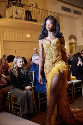 February 15, 2026, New York, New York, USA: A model walks the runway during the Diana Mahrach Couture FW26 show at New York Fashion Week in New York City. New York USA  - ZUMAs237 20260215_aap_s237_011 Copyright: xMarkxJ.xSullivanx