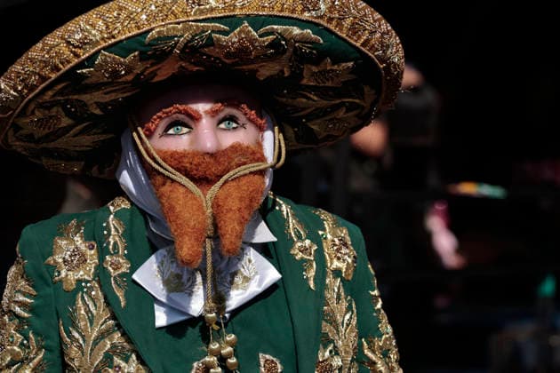 February 15, 2026, Mexico City, Cdmx, Mexico: The Santa Martha Acatitla Carnival kicked off this weekend, ahead of Holy Week celebrations in the Iztapalapa region, home to one of the world s most important carnival reenactments. These carnivals originated as a form of rebellion by enslaved people against the Spanish. These enslaved people, originally from the town of Acatitla, wore allegorical clothing, shoes, and masks with European features to mock those who oppressed them and violently imposed their religion. Through the streets of this region, they dance to orchestral music, dressed in charro suits made and embroidered by hand with gold thread and decorations featuring traditional figures. The charro women wear skirts, boots, and hats t - ZUMAp204 20260215_zip_p204_031 Copyright: xJosuexPerezx