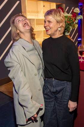 Annette Frier and Cordula Stratmann as guests at the NRW reception at the 76 Berlinale 2026 at the Representation of the State of North Rhine-Westphalia to the Federal Government,on Sunday 15 02 2026 in Berlin Berlin Germany