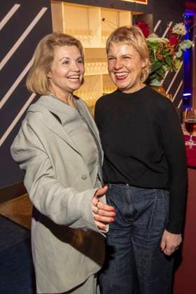 Annette Frier and Cordula Stratmann as guests at the NRW reception at the 76 Berlinale 2026 at the Representation of the State of North Rhine-Westphalia to the Federal Government,on Sunday 15 02 2026 in Berlin Berlin Germany
