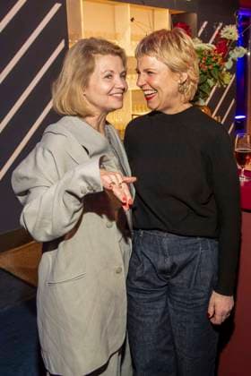 Annette Frier and Cordula Stratmann as guests at the NRW reception at the 76 Berlinale 2026 at the Representation of the State of North Rhine-Westphalia to the Federal Government,on Sunday 15 02 2026 in Berlin Berlin Germany