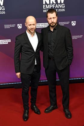 Fabian Gasmia and Mstyslav Tschernow at the 23 NRW Reception of the State of NRW and the Film und Medienstiftung NRW as part of the Berlinale 2026 at the Representation of the State of North Rhine-Westphalia Berlin, 15 02 2026 Foto:xC.xNiehausx xFuturexImagex nrw_6201