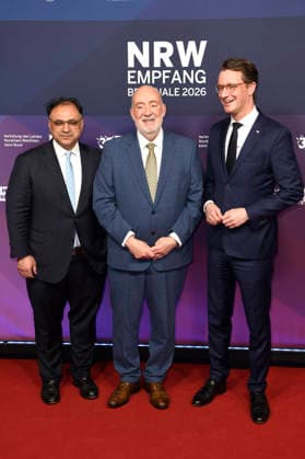 Walid Nakschbandi, Ron Prosor and Hendrik Wüst at the 23 NRW Reception of the State of NRW and the Film und Medienstiftung NRW as part of the Berlinale 2026 at the Representation of the State of North Rhine-Westphalia Berlin, 15 02 2026 Foto:xC.xNiehausx xFuturexImagex nrw_6208