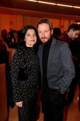 Jasmin Tabatabai and Andreas Pietschmann at the award ceremony of the Order of the Chevalier for Art and Literature during the Berlinale Soiree Francaise du Cinema at the French Embassy on February 16, 2026 in Berlin Berlinale Soiree Francaise 2026 Award Ceremony of the Order of the Chevalier