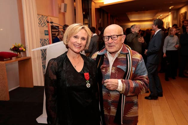 Laureate Daniela Elstner Unifrance Managing Director and Volker Schloendorff at the award ceremony of the Order of the Chevalier for Art and Literature during the Berlinale Soiree Francaise du Cinema at the French Embassy on 16 02 2026 in Berlin Berlinale Soiree Francaise 2026 Award Ceremony of the Order of the Chevalier