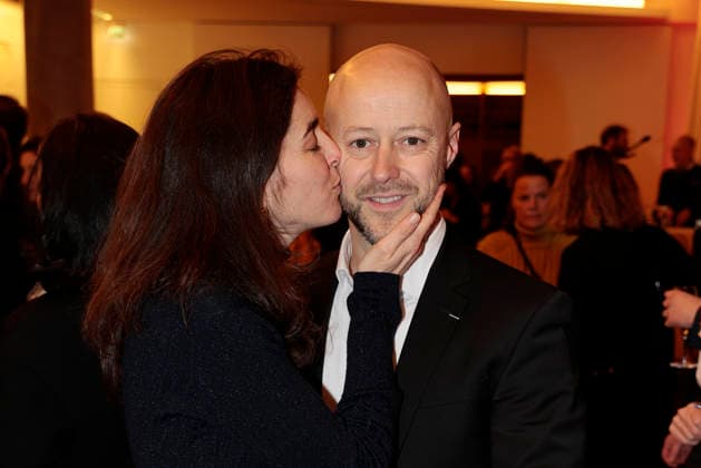Aurelie Bros and Fabian Gasmia at the award ceremony of the Order of the Chevalier for Art and Literature during the Berlinale Soiree Francaise du Cinema at the French Embassy on 16 02 2026 in Berlin Berlinale Soiree Francaise 2026 Award Ceremony of the Order of the Chevalier