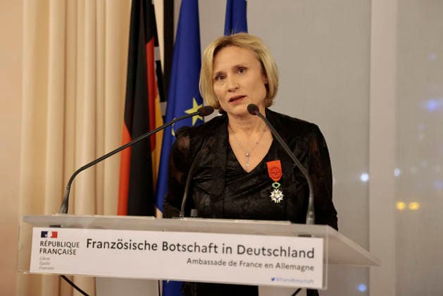 Laureate Daniela Elstner Unifrance Managing Director at the award ceremony of the Order of the Chevalier for Art and Literature during the Berlinale Soiree Francaise du Cinema at the French Embassy on 16 02 2026 in Berlin Berlinale Soiree Francaise 2026 Award Ceremony of the Order of the Chevalier