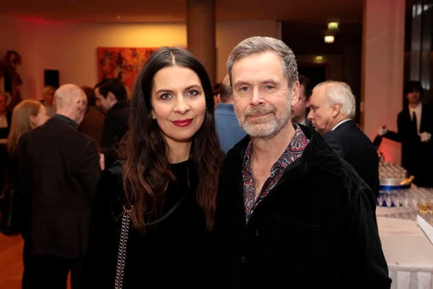 Theresa Kronthaler and Matthias Matschke at the award ceremony of the Order of the Chevalier for Art and Literature during the Berlinale Soiree Francaise du Cinema at the French Embassy on February 16, 2026 in Berlin Berlinale Soiree Francaise 2026 Award Ceremony of the Order of the Chevalier