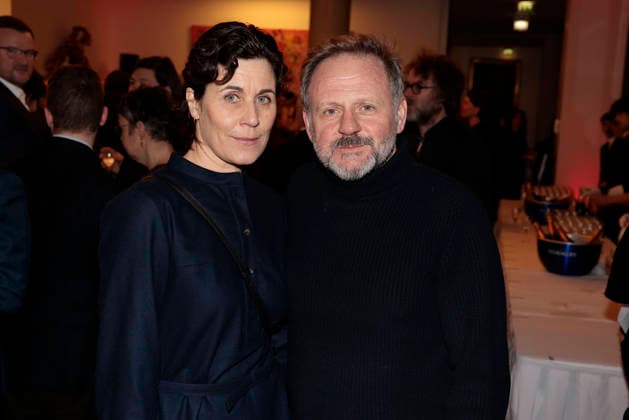 Nina Kunzendorf and Samuel Finzi at the award ceremony of the Order of the Chevalier for Art and Literature during the Berlinale Soiree Francaise du Cinema at the French Embassy on February 16, 2026 in Berlin Berlinale Soiree Francaise 2026 Award Ceremony of the Order of the Chevalier