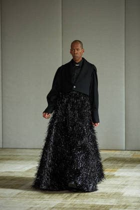February 16, 2026, New York, New York, USA: A model walks the runway during the Veejay Floresca Fall Winter 26 show at New York Fashion Week in New York City. New York USA  - ZUMAs237 20260216_aap_s237_013 Copyright: xMarkxJ.xSullivanx