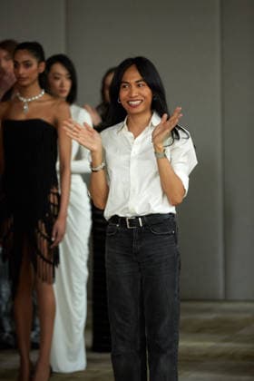 February 16, 2026, New York, New York, USA: Designer Veejay Floresca acknowledges the audience following the presentation of the Fall Winter 26 collection during New York Fashion Week in New York City. New York USA  - ZUMAs237 20260216_aap_s237_042 Copyright: xMarkxJ.xSullivanx