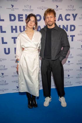 Alisa Weilerstein and Alexander Alexandrovich Kuznetsov Ukrainian Russian film theater actor as guests at the Cinema For Peace Gala 2026 at the Hotel Adlon Kempinski on 16 02 2026 in Berlin Berlin Germany