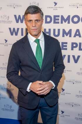 Leopoldo Lopez Mendoza Venezuelan politician as guest at the Cinema For Peace Gala 2026 at the Hotel Adlon Kempinski on 16 February 2026 in Berlin Berlin Germany