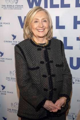 Hillary Diane Rodham Clinton US American politician of the Democratic Party Author guest at the Cinema For Peace Gala 2026 at the Hotel Adlon Kempinski on February 16, 2026 in Berlin Berlin Germany