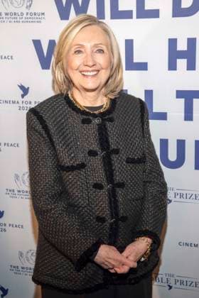 Hillary Diane Rodham Clinton US American politician of the Democratic Party Author guest at the Cinema For Peace Gala 2026 at the Hotel Adlon Kempinski on February 16, 2026 in Berlin Berlin Germany