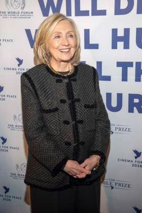 Hillary Diane Rodham Clinton US American politician of the Democratic Party Author guest at the Cinema For Peace Gala 2026 at the Hotel Adlon Kempinski on February 16, 2026 in Berlin Berlin Germany