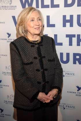 Hillary Diane Rodham Clinton US American politician of the Democratic Party Author guest at the Cinema For Peace Gala 2026 at the Hotel Adlon Kempinski on February 16, 2026 in Berlin Berlin Germany