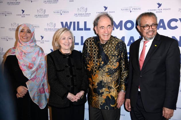 Tawakkol Karman, Hillary Clinton, Albie Sachs and Tedros Adhanom Ghebreyesus at the Cinema For Peace Gala 2026 at the Hotel Adlon Kempinski Berlin, 16 02 2026 Foto:xN.xKubelkax xFuturexImagex cinema_6277