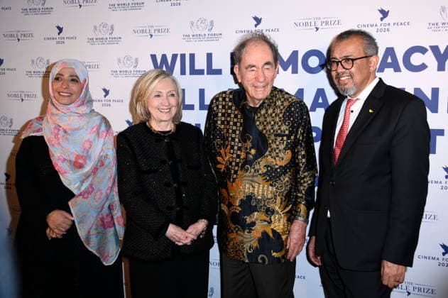 Tawakkol Karman, Hillary Clinton, Albie Sachs and Tedros Adhanom Ghebreyesus at the Cinema For Peace Gala 2026 at the Hotel Adlon Kempinski Berlin, 16 02 2026 Foto:xN.xKubelkax xFuturexImagex cinema_6278