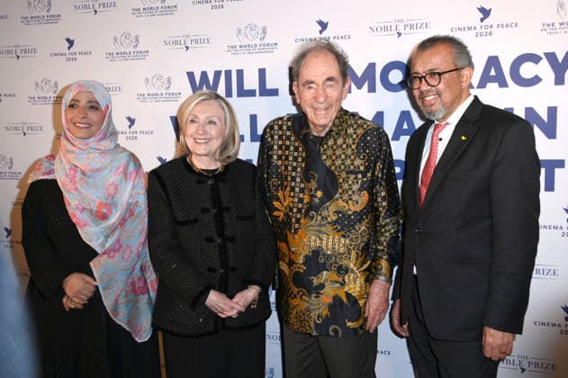 Tawakkol Karman, Hillary Clinton, Albie Sachs and Tedros Adhanom Ghebreyesus at the Cinema For Peace Gala 2026 at the Hotel Adlon Kempinski Berlin, 16 02 2026 Foto:xN.xKubelkax xFuturexImagex cinema_6279