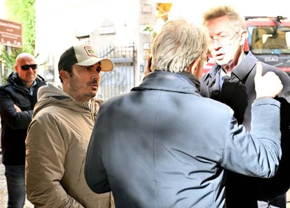 Photo IPP Felice De Martino Naples 17 02 2026 Fire at Teatro Sannazaro pictured left actor Francesco Di Leva right Gaetano Manfredi mayor of Naples Italy Photo Press World Copyright