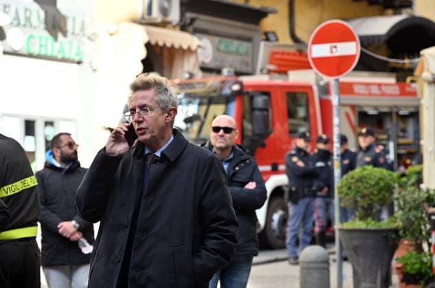 Photo IPP Felice De Martino Naples 17 02 2026 Fire at Teatro Sannazaro in photo Gaetano Manfredi mayor of Naples Italy Photo Press World Copyright
