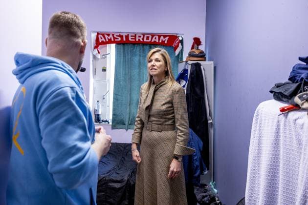 Amsterdam, The Netherlands, 2026-02-17 13:56:18 AMSTERDAM, February 17, 2026, homeless shelter. Queen Maxima visits a homeless shelter in Amsterdam. The visit focuses on support for homeless EU citizens and collaboration between healthcare and supply chain partners. PHOTO: NLBeeld POOL Nieboer Credit: NL Beeld Patrick van Emst  Copyright: xx x