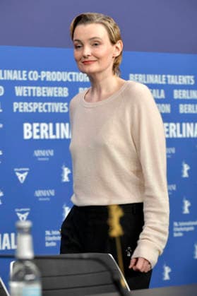 Birte Schnöink at the press conference for the feature film Meine Frau weint My Wife Cries at the Berlinale 2026 76 Berlin International Film Festival at the Hotel Grand Hyatt Berlin, 17 02 2026 Foto:xM.xBehrensx xFuturexImagex wife_6211