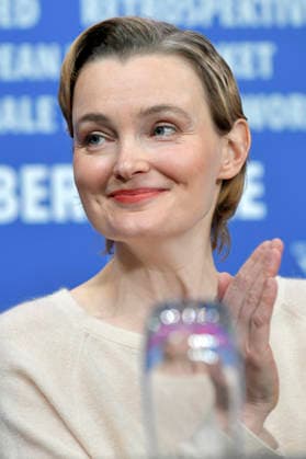 Birte Schnöink at the press conference for the feature film Meine Frau weint My Wife Cries at the Berlinale 2026 76 Berlin International Film Festival at the Hotel Grand Hyatt Berlin, 17 02 2026 Foto:xM.xBehrensx xFuturexImagex wife_6231