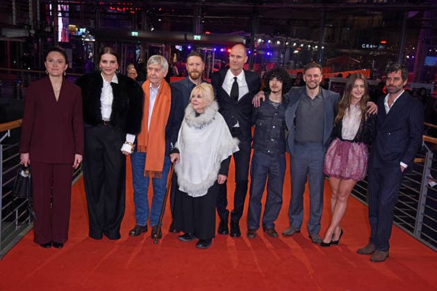 Steven Cree, Adolpho Veloso, Lance Hammer, Florence Hunt, Anna Calder Marshall, Tom Courtenay, Juliette Binoche, Tristan Goligher at the premiere QUEEN AT SEA as part of 76 BERLINALE International Berlin Film Festival at the Berlinale Palast at Potsdamer Platz in Berlin on 17 02 2026