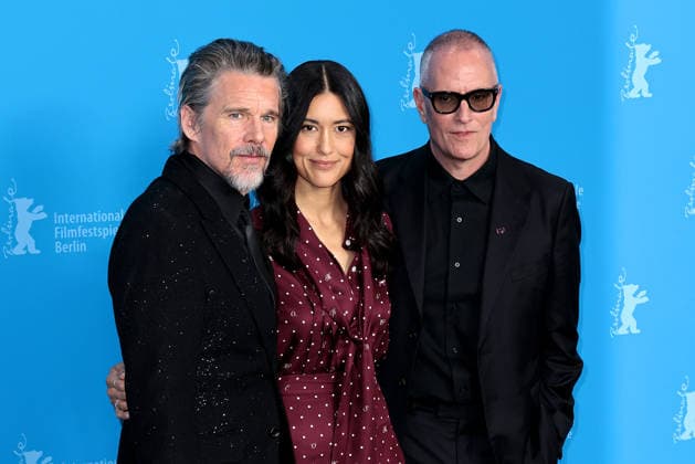 Ethan Hawke, Julia Jones and Padraic McKinley at The Weight Photocall during the 76th Berlin International Film Festival Berlinale on February 17, 2026 in Berlin Berlinale 2026 The Weight Photocall with Ethan Hawke