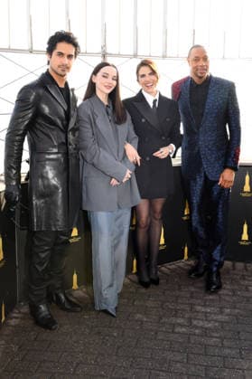 NEW YORK, NY- FEBRUARY 17: Avan Jogia, Dove Cameron, Karla Souza and Dorian Missick pictured as the cast of Prime Video™s 56 Days celebrates it™s premiere during a visit to The Empire State Building on February 17, 2026 in New York City. Copyright: xMediaPunchx