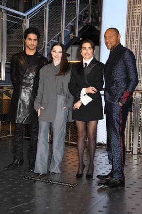 NEW YORK, NY- FEBRUARY 17: Avan Jogia, Dove Cameron, Karla Souza and Dorian Missick pictured as the cast of Prime Video™s 56 Days celebrates it™s premiere during a visit to The Empire State Building on February 17, 2026 in New York City. Copyright: xMediaPunchx