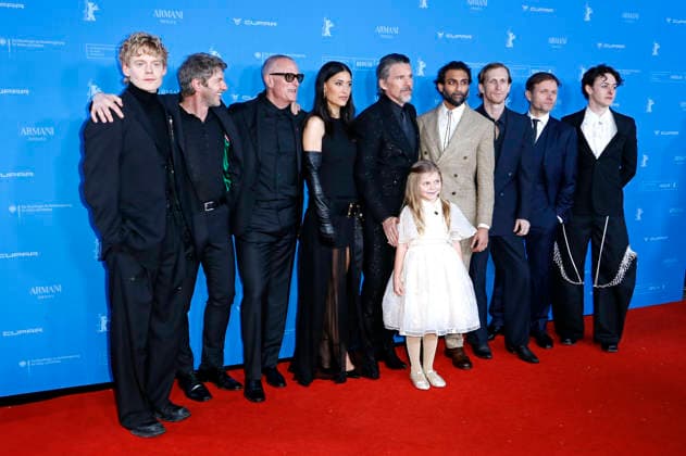 Lucas Lynggaard Tonnesen, Sam Hazeldine, Padraic McKinley, Julia Jones, Ethan Hawke, Avy Berry, Avi Nash, Austin Amelio, Alec Newman and Cameron Brady at the premiere of the feature film The Weight The Weight Gold Rush at the Berlinale 2026 76 Berlin International Film Festival at Zoo Palast Berlin, 17 02 2026 Foto:xC.xTamckex xFuturexImagex weight_6347