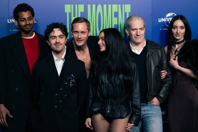 February 17, 2026, London, United Kingdom: (L-R) Jamie Demetriou, Michael Workeye, Alexander Skarsgard, Aidan Zamiri, Charli XCX and Mel Ottenberg attend The Moment UK Premiere held at Picturehouse Central. London United Kingdom  - ZUMAs197 20260217_aaa_s197_255 Copyright: xLounisxTiarx