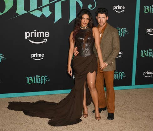 HOLLYWOOD, CA - FEBRUARY 17: Priyanka Chopra Jonas and Nick Jonas at the world premiere of The Bluff on February 17, 2026 at the TCL Chinese Theater in Hollywood, California, Copyright: xJeffreyxMayerx
