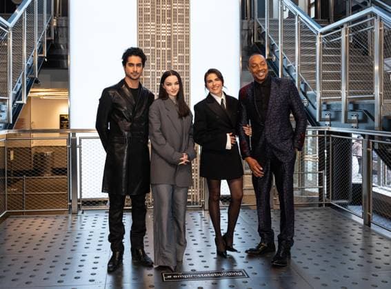 February 17, 2026, Bronx, New York, USA: Avan Jogia, Dove Cameron, Karla Souza and Dorian Missick visit Empire State Building in New York, NY on February 17, 2026 to celebrate premiere of Prime Video 56 Days Bronx USA  - ZUMAr339 20260217_znp_r339_004 Copyright: xLevxRadinx