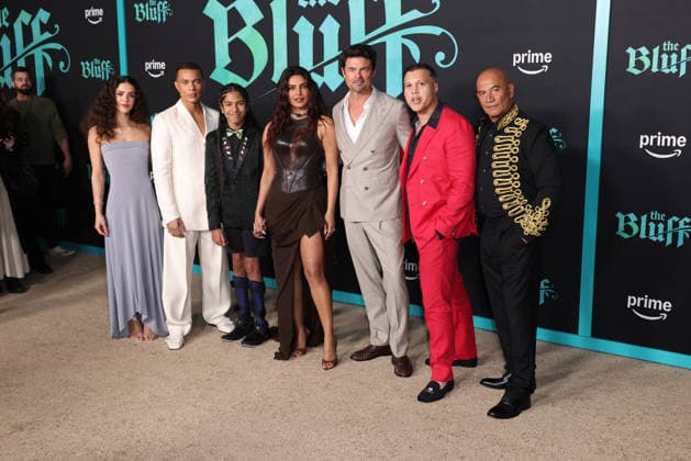 World Premiere Of Amazon Prime Video s The Bluff in Los Angeles, USA, 17 February 2026 guest, Ismaël Cruz Córdova, guest, Priyanka Chopra, Karl Urban, Frank E. Flowers and Temuera Morrison at the World Premiere Of Amazon Prime Video s The Bluff held at the TCL Chinese Theatre IMAX on 17 February 2026 in Hollywood, Los Angeles, California, United States., Credit:Xavier Collin Avalon United States, California, Los Angeles Copyright: xXavierxCollinx xAvalonx 1076090850