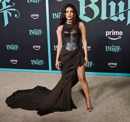 Cast member Priyanka Chopra Jonas attends the world premiere of the motion picture swashbuckler adventure The Bluff at the TCL Chinese Theatre in the Hollywood section of Los Angeles on Tuesday, February 17, 2026. Storyline: A Caribbean woman gets her secret past revealed when her island is invaded by vicious buccaneers.  LAP2026021703 JIMxRUYMEN