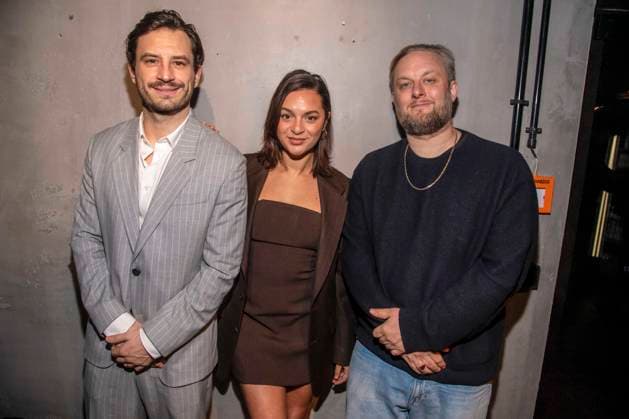 Jaime Krsto Ferkic, Taneshia Abt and Anton Fatoni Schneider as guests at the Traumfabrik Babelsberg and Kreisfilm Party at Fotografiska Berlin at the Berlinale 76 International Film Festival on 17 02 2026 in Berlin Berlin Germany