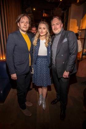 York Fabian Raabe, Vanessa Eichholz and Martin Stange as guests at the Traumfabrik Babelsberg and Kreisfilm Party at Fotografiska Berlin at the Berlinale 76 International Film Festival on February 17, 2026 in Berlin Berlin Germany